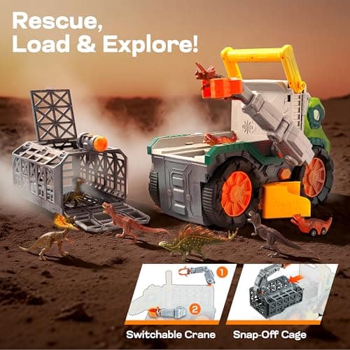 Dinosaurier Spielzeug Großer Dino-Monstertruck mit T-Rex & Figuren | Mit Abschussfunktion, Kran & Tunnel | Geschenk für Jungen 2-4 Jahre – Bild 3