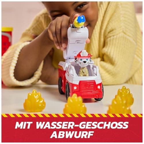 PAW PATROL – Fire Rescue Feuerwehr-Station mit Licht- und Soundeffekten, Wasserkanone, Rutschstange und Startrampe, ca. 38 cm, inkl. Marshall-Figur und Feuerwehrauto, für Kinder ab 3 Jahren – Bild 5