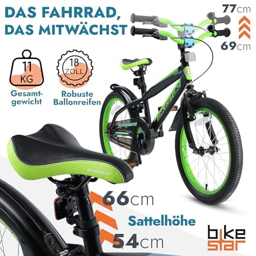 BIKESTAR Kinderfahrrad 18 Zoll für Mädchen und Jungen ab 5 Jahre | Kinderrad Urban Jungle – Bild 7