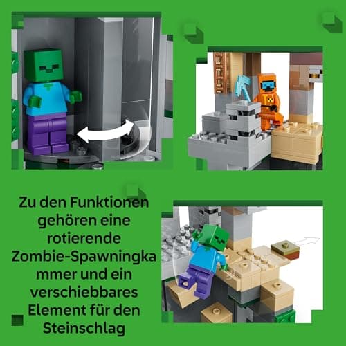 LEGO Minecraft Zombieverlies - Bauspielzeug für Rollenspiele - Minecraft-Spielset für Jungen und Mädchen ab 8 Jahren mit 3 Zombies, einem Krieger und Videospielzubehör – Bild 5