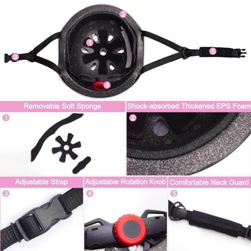 Unicorn Castle Kinder Helm Knie Ellenbogen Handgelenk Pads Verstellbare Knieschoner Ellenbogenschoner Handgelenkschoner Skateboard Helme für Radfahren Skating Mädchen, 3-8 Jahre – Bild 4