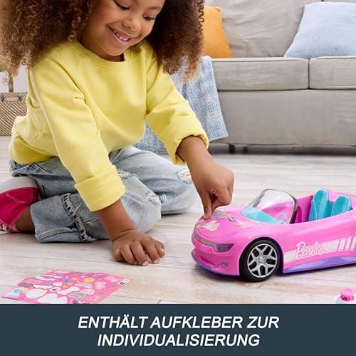Hot Wheels Barbie Spielzeugauto, ferngesteuertes pinkfarbenes Cabrio, Platz für 2 Barbie-Puppen und Kofferraum lässt sich zum Aufbewahren von Zubehör öffnen – Bild 3