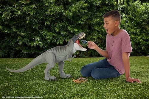 MattelJurassic World: Die Wiedergeburt Riesendino Tyrannosaurus Rex-Actionfigur, T-Rex-Dinosaurierspielzeug mit 2 Angriffsbewegungen, filmgetreues und bewegliches Design – Bild 2