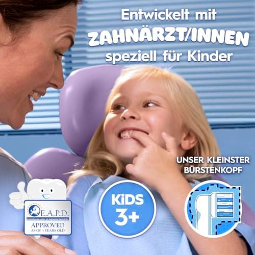 Oral-B Pro Kids Frozen Elektrische Zahnbürste für Kinder — Electric Toothbrush ab 3 Jahren inkl. 1 Aufsteckbürste, Reise-Etui und 2 Putzmodi für Zahnpflege, Blau/Lila – Bild 4