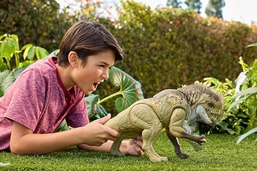 Mattel Jurassic World: Die Wiedergeburt Bösewicht Dino Doppelattacke Dinosaurier-Actionfigur, 56 cm, mit 2 Angriffsaktionen, originalgetreu, digitales Spiel – Bild 2