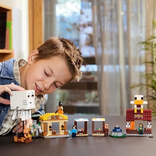 LEGO Minecraft Angriff des Ghast-Ballons - Gaming Spielzeug - Steves Haus, 4 Minifiguren - Iron Golem Figur & explodierender Brunnen Funktion – Bild 2