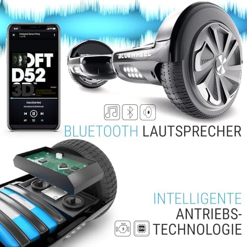 Bluewheel 6,5" Premium Hoverboard HX310s – Elektroboard mit LED, Bluetooth Lautsprecher, starker Dual Motor, HX Hoverboard App-kompatibel, ideal für Kinder & Erwachsene, deutsche Qualitätsmarke – Bild 3