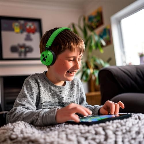 OTL Technologies Minecraft Creeper Kinderkopfhörer ohne Kabel, mit Lautstärkeregler und Audio-Sharing-Kabel – Bild 2