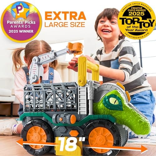 Dinosaurier Spielzeug Großer Dino-Monstertruck mit T-Rex & Figuren | Mit Abschussfunktion, Kran & Tunnel | Geschenk für Jungen 2-4 Jahre – Bild 2
