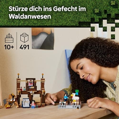 LEGO Minecraft Waldanwesen mit Boxring - Interaktives Gaming Spielzeug- Baby-Zombie, Steve, Garret und Henry Minifiguren – Bild 4