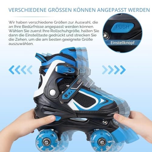 Nattork Kinder Rollschuhe für Jungen Mädchen, 4 Größen Verstellbare Quad Skates – Bild 4