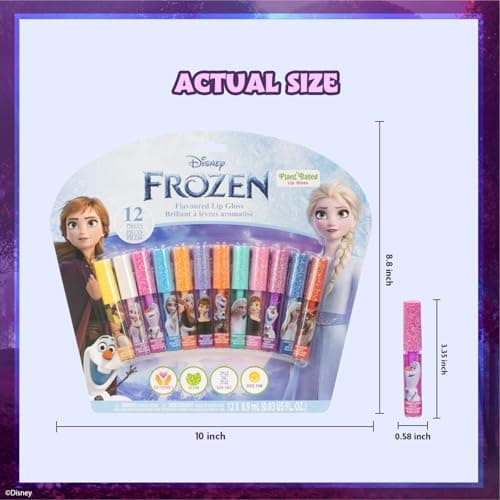 Disney Frozen 12-teiliges set, pflanzenbasierter Lipgloss, erstes Makeup-Set für Mädchen, perfekt für Partys, Pyjamapartys und Geburtstagsgeschenke, ab 3 Jahren – Bild 5