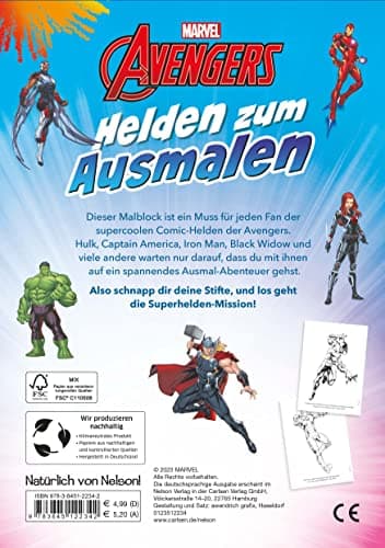 Marvel Avengers: Helden zum Ausmalen: Malblock für Kindergarten-Kinder ab 4 Jahren mit kleiner Abenteuergeschichte – Bild 2