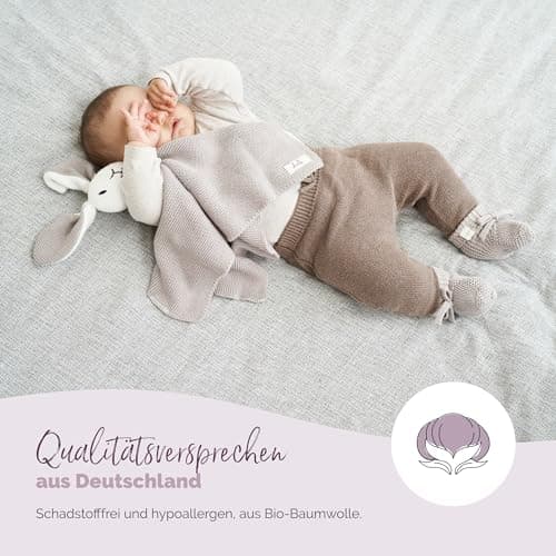Livella Kuscheltuch „Hase“ mit Söckchen - Reine Bio-Baumwolle – Premium Schmusetuch, Kuscheldecke, Schmusedecke, Strickdecke - Samtweich & atmungsaktiv - Oeko-TEX® Standard 100 und GOTS Zertifiziert – Bild 2
