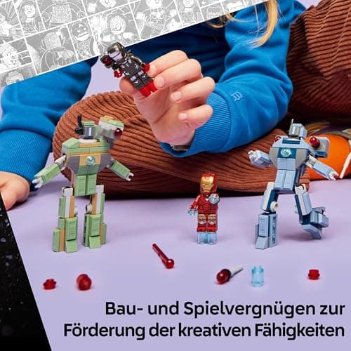 LEGO ǀ Marvel Iron Man & War Machine vs. Hammer Drones - Building Toy with 2 Minifigures & 2 Action Figures with Stud Shooters – Bild 2