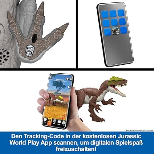 Mattel Jurassic World: Die Wiedergeburt Bösewicht Dino Doppelattacke Dinosaurier-Actionfigur, 56 cm, mit 2 Angriffsaktionen, originalgetreu, digitales Spiel – Bild 6