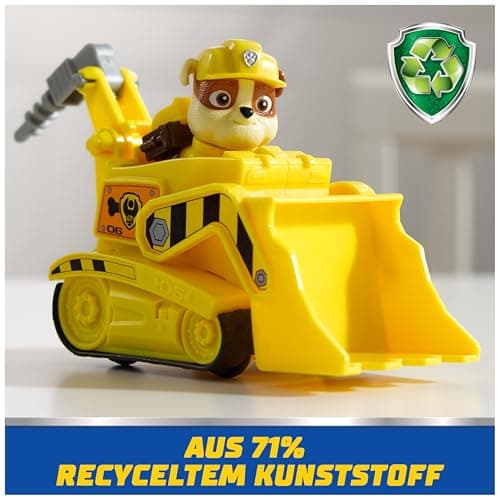PAW PATROL - Rubble-Figur mit Bulldozer-Baufahrzeug, stabiles Basis-Fahrzeug, authentisches Spielzeug zur Serie für Kinder ab 3 Jahren – Bild 4