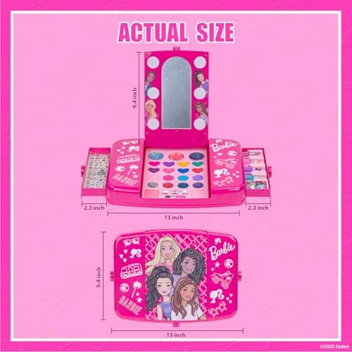 Townley Girl Barbie Beauty Vanity Set mit beleuchtetem Spiegel | Enthält Lipgloss, Lidschatten, Pinsel, Nagellack, Zubehör und mehr! Ab 6 Jahren – Bild 3
