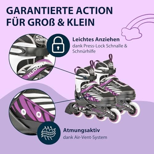 HUDORA Inline Skates Mia/Leon - Inliner für Kinder/Jugendliche in versch. Größen & Farben - Roller Skates bis zu 4 Größen verstellbar – Bild 3