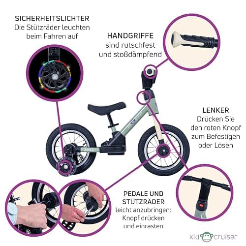 Pedalplay laufrad ab 2 Jahre, ideal zum Radfahren Lernen, 3‑in‑1 mit LED Stützrädern & Pedalen – Bild 6