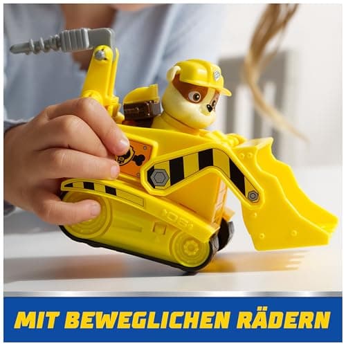 PAW PATROL - Rubble-Figur mit Bulldozer-Baufahrzeug, stabiles Basis-Fahrzeug, authentisches Spielzeug zur Serie für Kinder ab 3 Jahren – Bild 5