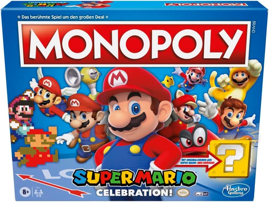 Monopoly E9517100 Super Mario Celebration Brettspiel für Super Mario Fans ab 8 Jahren, mit Soundeffekten aus dem Videospiel – Bild 1