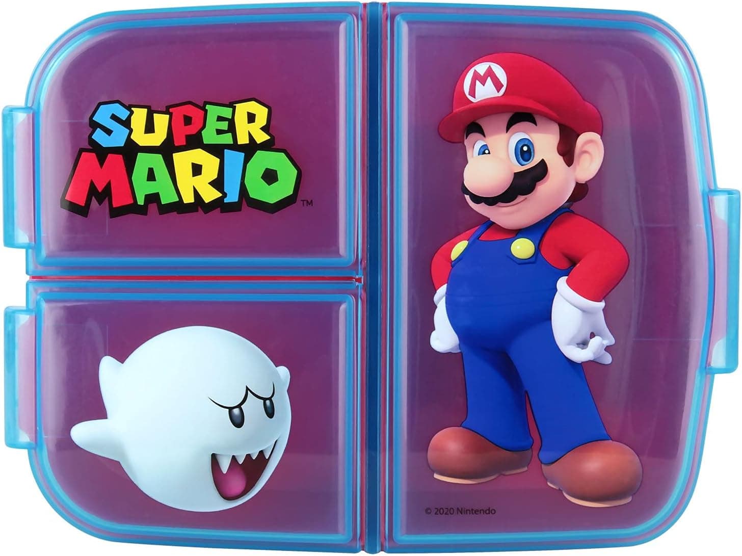 Super Mario Brotdose Kinder - Lunchbox mit 3 Fächern und Clip-Verschlüssen, Bento Snackbox aus Kunststoff bpa-frei - Vesperdose für Kindergarten & Schule, robust und leicht zu reinigen – Bild 1