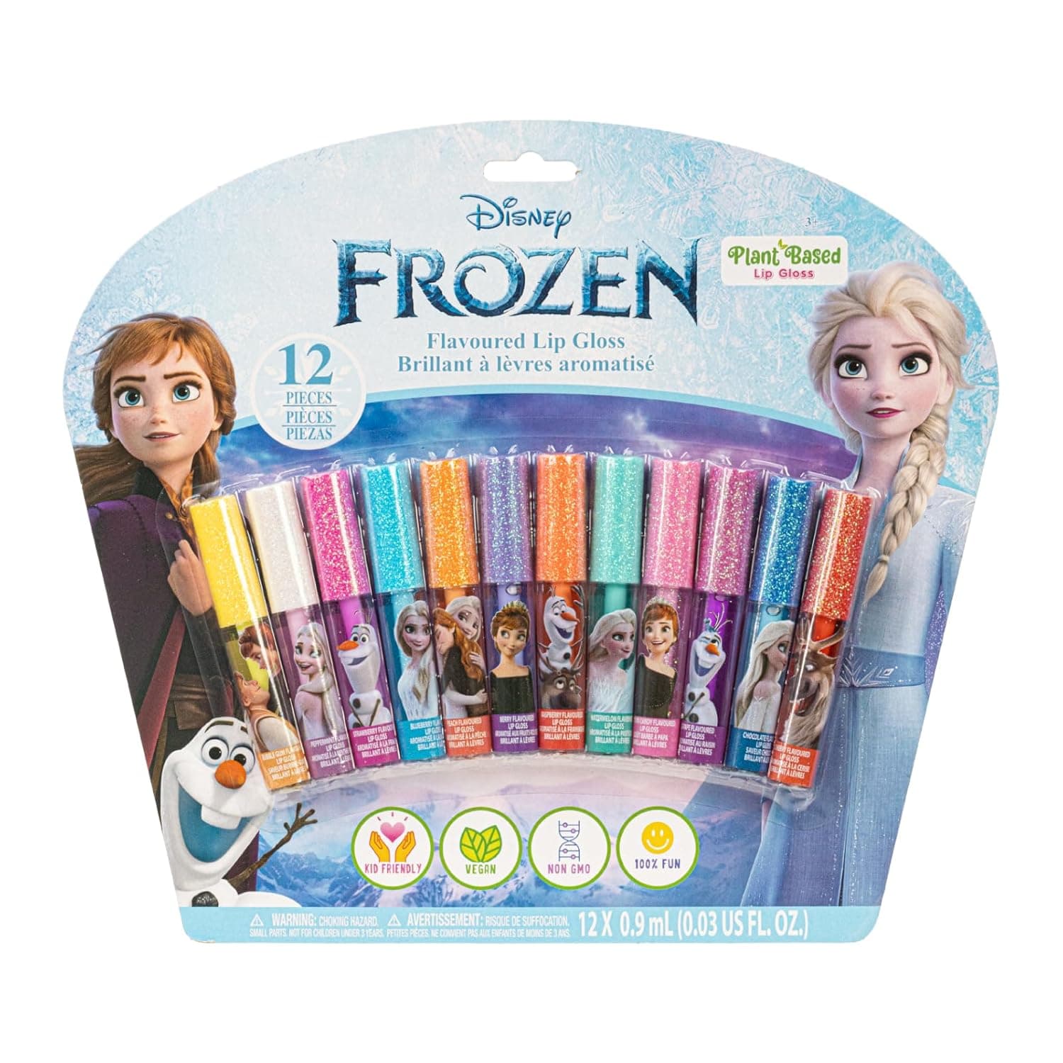 Disney Frozen 12-teiliges set, pflanzenbasierter Lipgloss, erstes Makeup-Set für Mädchen, perfekt für Partys, Pyjamapartys und Geburtstagsgeschenke, ab 3 Jahren – Bild 1