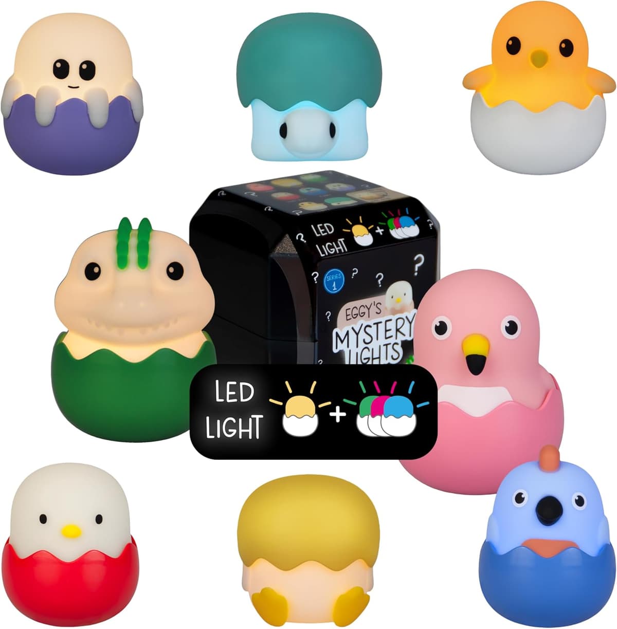 MegaLight Blind Box Mini Nachtlichter für Kinder | Mystery Box | zufällige Figurenauswahl | 1 aus 9 zum Sammeln | USB-C AKKU | wiederaufladbar | stufenlos dimmbar | mit Anhänger – Bild 1