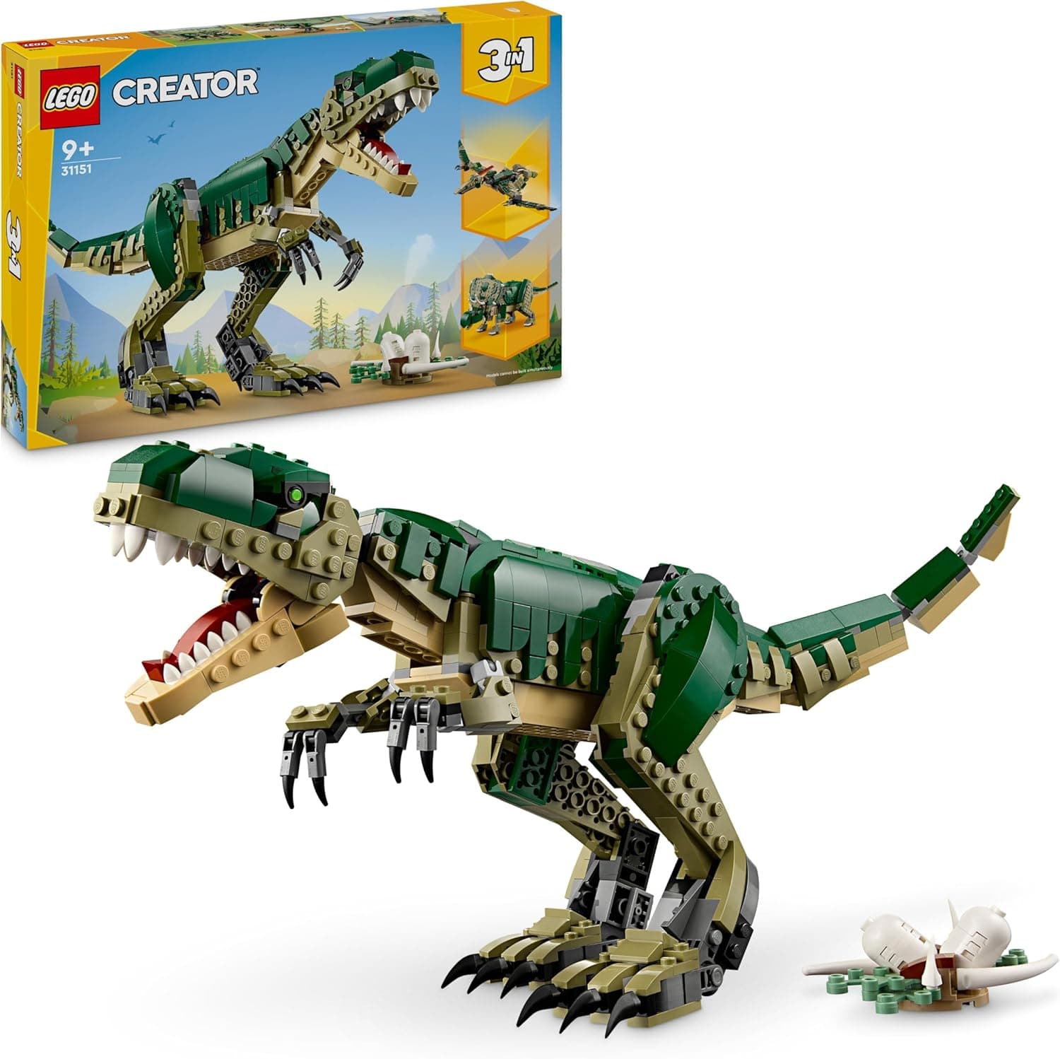 LEGO Creator T.Rex, 3-in-1-Dino zum Umbauen in einen Triceratops oder Pterodaktylus, bewegliches Dinosaurier Modell für Kinder – Bild 1