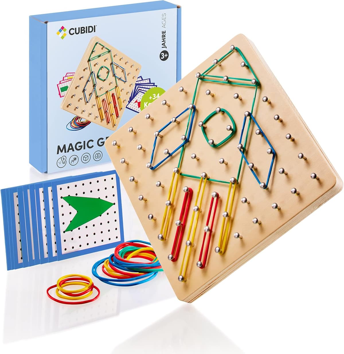 CUBIDI® Kreatives Montessori Spielzeug Geobrett Für Unzählige Spannende Figuren – Bild 1