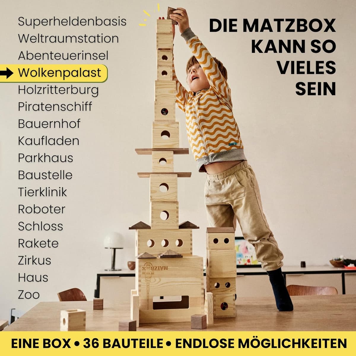 Matzbox - Montessori Kreativspielzeug aus Holzbausteinen – Bild 4