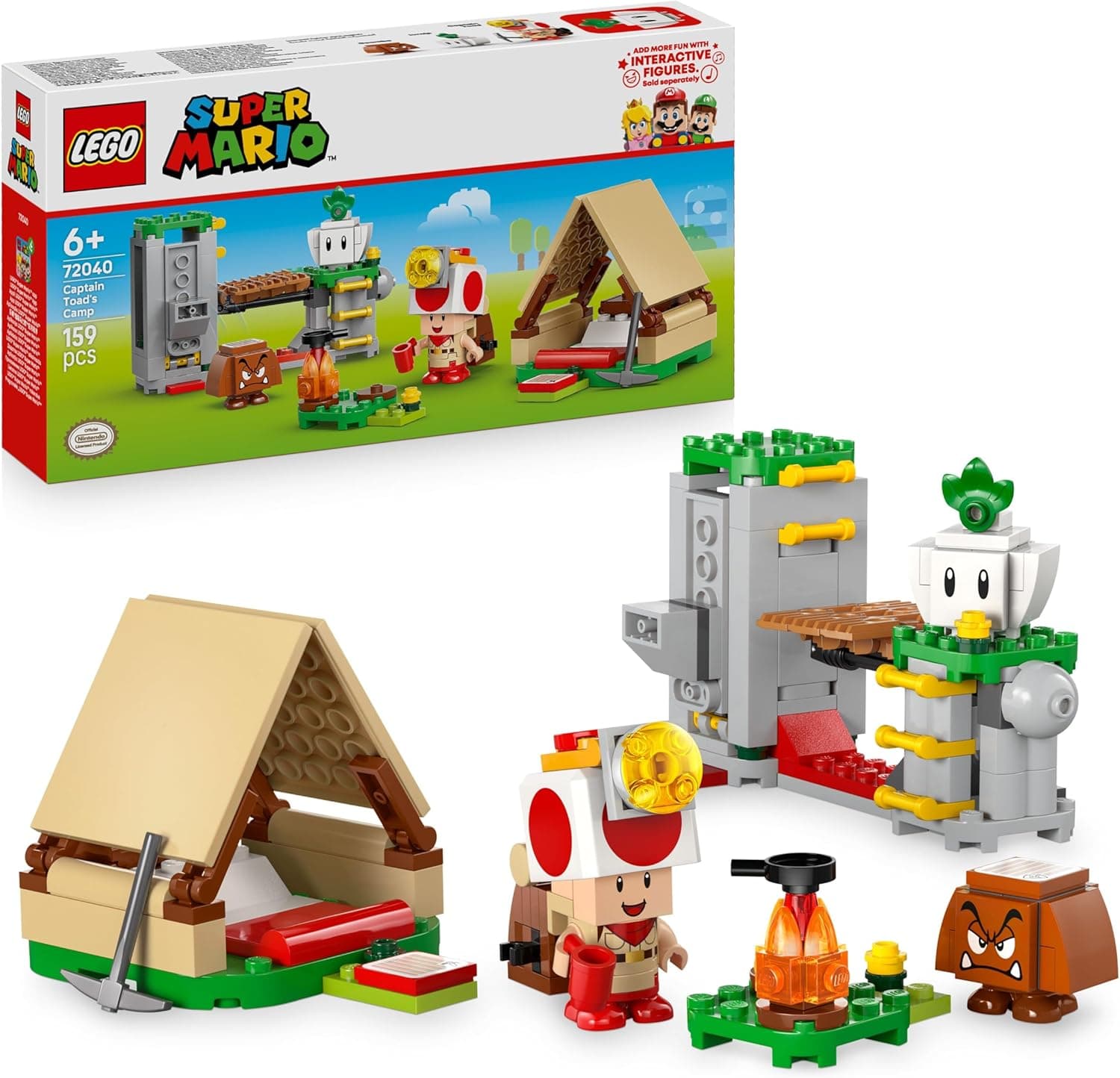 LEGO Super Mario Captain Toad-Camp- Interaktives Spielzeug mit 3 Figuren - Gumba, Zelt & einstürzender Brücke - Kinder Mitbringsel - Spielset - Gamer Geschenk für Jungen & Mädchen ab 6 Jahren – Bild 1