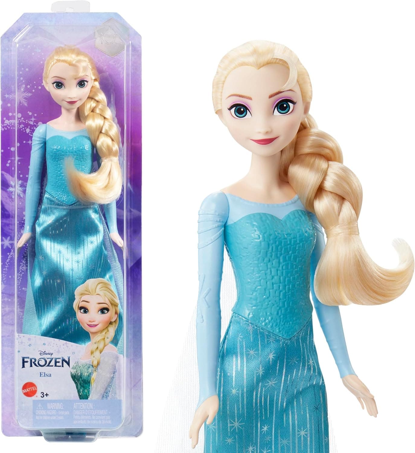 Mattel Disney Die Eiskönigin Elsa Puppe, Die Eiskönigin Puppe, kämmbare blonde Haare, beweglich, ausziehbare Schuhe, Disney Geschenke, Spielzeug ab 3 Jahre – Bild 1