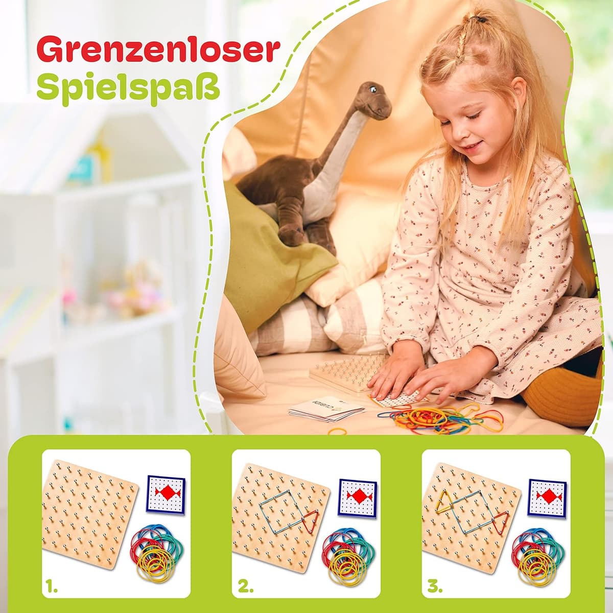 CUBIDI® Kreatives Montessori Spielzeug Geobrett Für Unzählige Spannende Figuren – Bild 2