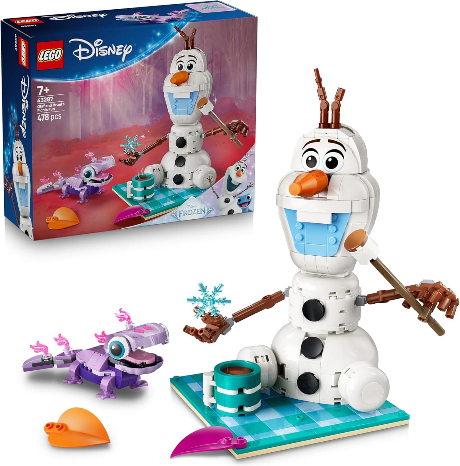 LEGO ǀ Disney Frozen Picknickspaß mit Olaf und Bruni - Schneemann Figur mit Picknickdecke und Zubehör - DIY Deko fürs Schlafzimmer – Bild 1