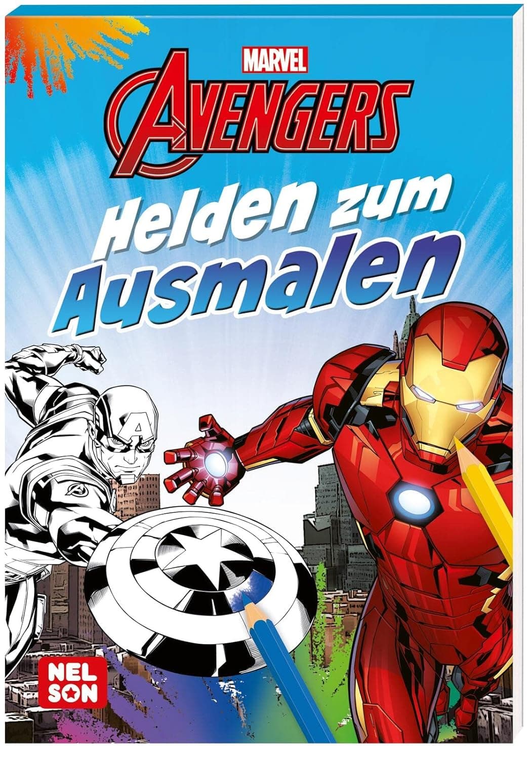 Marvel Avengers: Helden zum Ausmalen: Malblock für Kindergarten-Kinder ab 4 Jahren mit kleiner Abenteuergeschichte – Bild 1