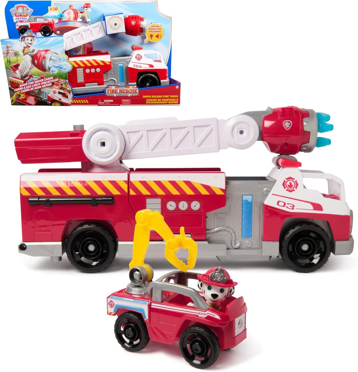 PAW PATROL – Fire Rescue Marshalls Deluxe Feuerwehr-Truck mit actiongeladener Löschfunktion, 50 cm lang, mit Marshall-Figur, kleinem Feuerwehrauto, Licht- und Soundeffekten, für Kinder ab 3 Jahren – Bild 1