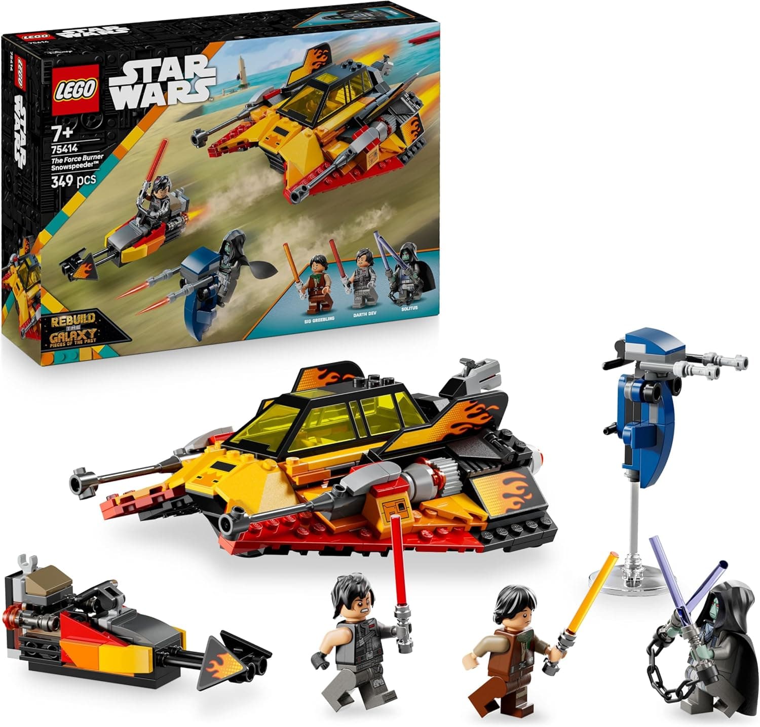 LEGO Star Wars The Force Burner Snowspeeder – Spielzeug zum Bauen und Sammeln mit 3 Minifiguren mit Lichtschwertern & Speederbike – Bild 1