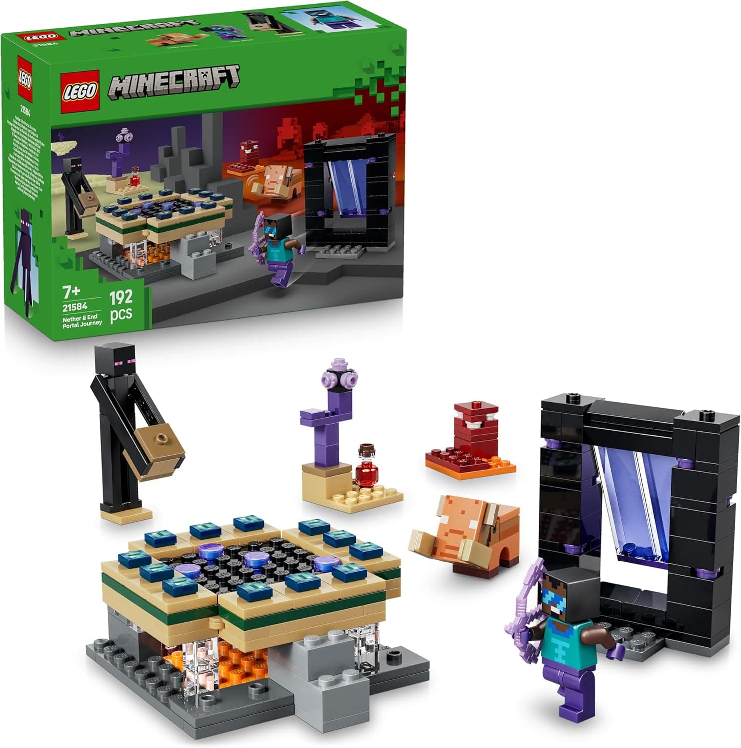 LEGO Minecraft Reise durch Nether und Endportal - Kinder Spielzeug mit Helden, Enderman und Baby Hoglin Figuren - Set mit Minecraft Figur – Bild 1