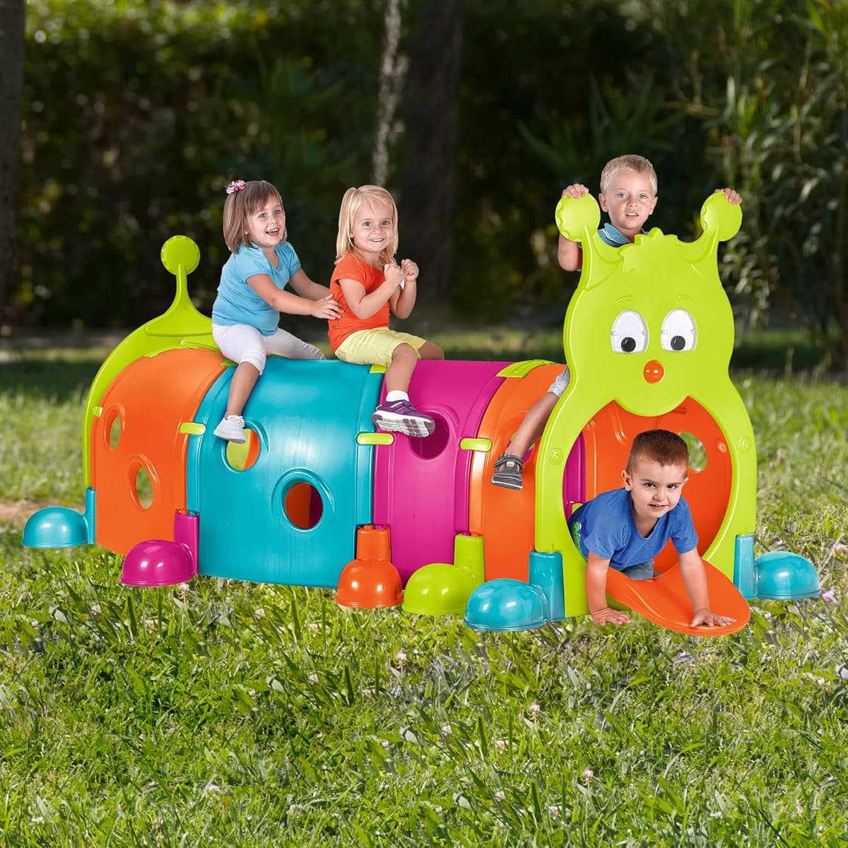 Febergus, Kinder-Sporttunnel, Indoor und Garten, mit 4 erweiterbaren bunten Modulen, Outdoor-Spielzeug – Bild 2